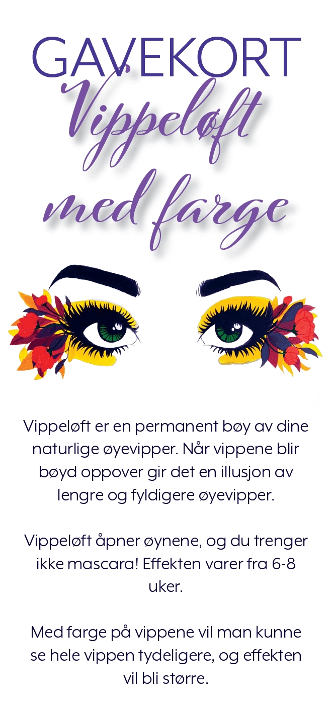 Bilde av gavekort på vippeløft med farge hos Benedikte Vippeextensions